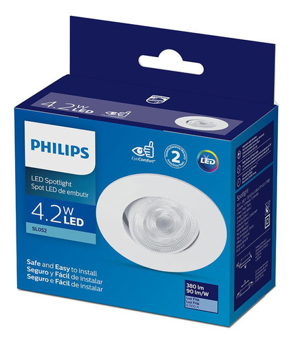 Philips Spot Integrado Led De Embutir Redondo 4,2w Luz Bca