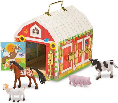 Melissa & Doug Juguete Madera Establo 4 Animales Granja