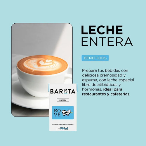Pack X12 Leche Entera Barista Bové 946ml / Orgánica