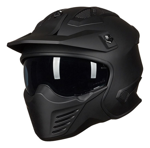 Ilm - Casco Abierto Para Motocicleta, 3/4, Negro, Xl