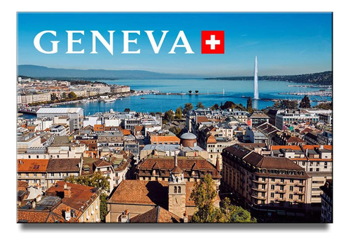 Ginebra - Imán Para Nevera Suiza Travel Souvenir Lake Geneva
