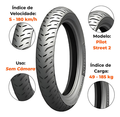 Kit Par Pneu Pop 110 60-100-17 + 80-100-14 Pilot Street 2