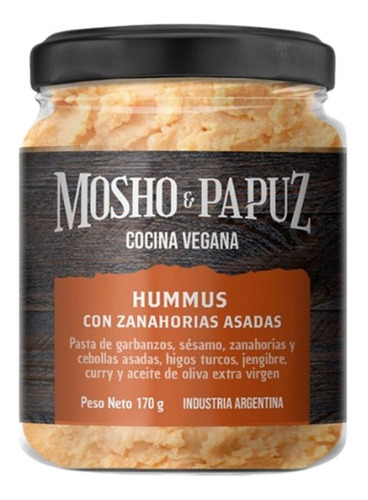 Hummus Con Zanahorias Asadas 170 Gr Mosho & Papuz Vegano