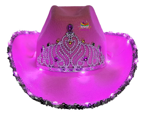 Sombrero Cowboy Cowgirl Luminoso Cotillon Led Vaquero Corona