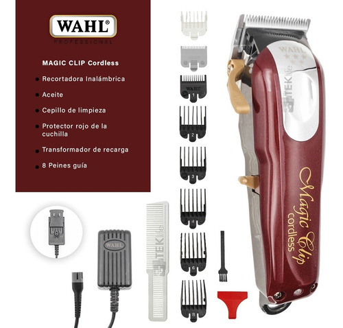 Cortadora de pelo Wahl Professional 5 Star Cordless Magic Clip 8148 plateada y roja 120V