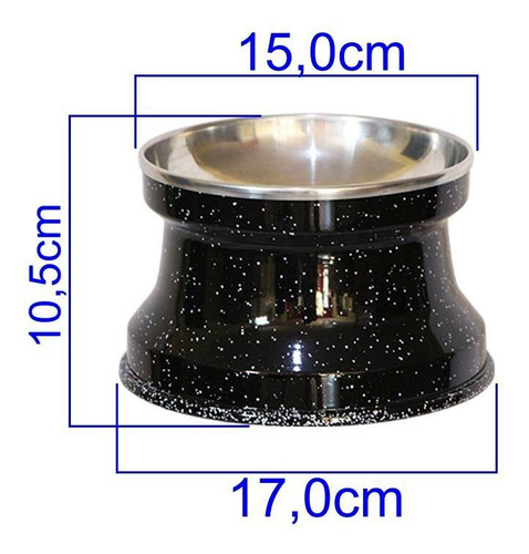 Imagem 3 de 3 de Comedouro Alto Gatos Alumínio Preto Gastrobel + Brinquedo