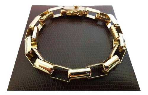 Pulseira Baguete Quadrada 52 Gramas 10mm Ouro 18k Maciço