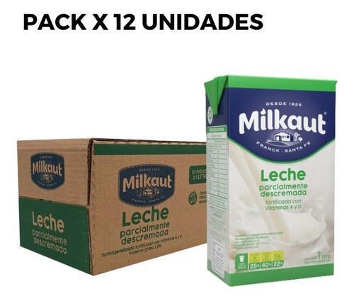 Leche Parcialmente Descremada Milkaut X 12 Unidades