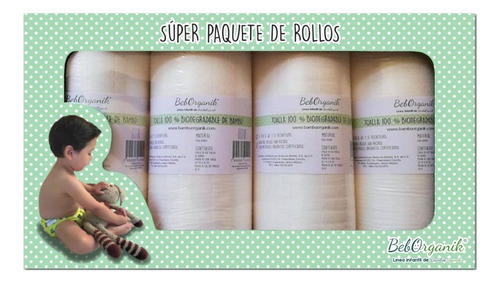 Super Paquete 12 Rollos Con 100 Toallas De Bambú Pre-cortada Género Sin Género