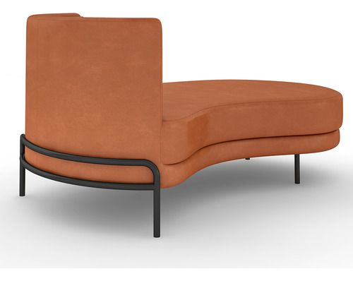 Sofá Chaise Longue Sala de Estar Living Lucca Direito D02 Couríssimo Camel B-14