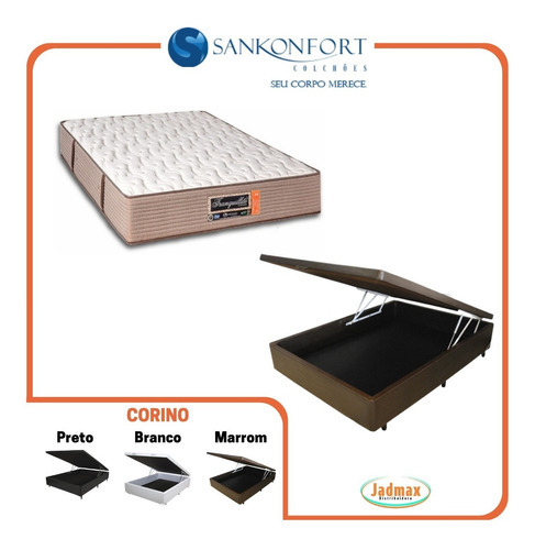 Cama Box Baú Viúva Especial + Colchão Tranquillité 120x203 Cor Marrom