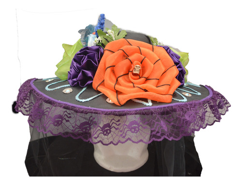 Sombrero Catrina Adulta Dia Muertos Halloween Disfraz Morado