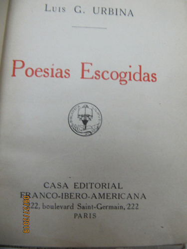 Poesias Escogidas Luis G Urbina 1923
