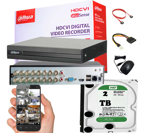 Dvr  16 Ch Pentahibrido Dahua 2 Mpx + Disco Duro 2 Tb Pull