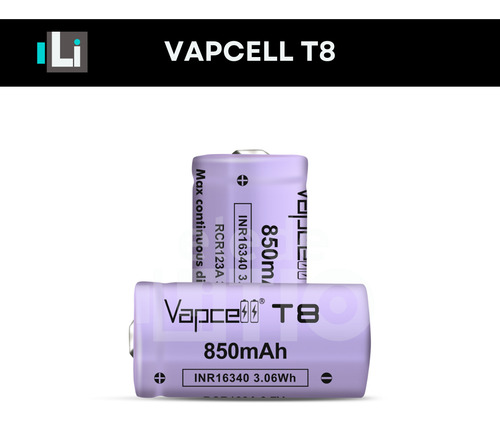 2 Baterias 16340 Vapcell Inr16340 850mah 3a Rcr123a
