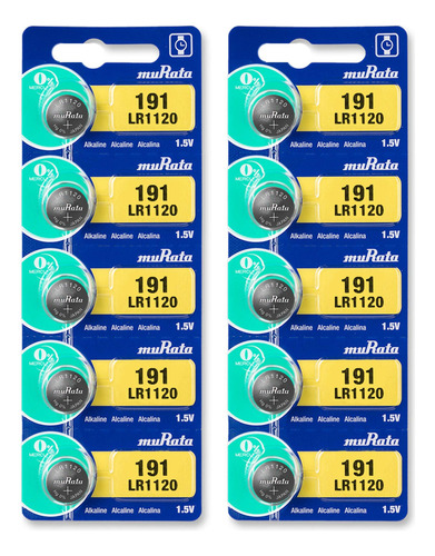 Murata Lr1120 - Pila De Botón Alcalina 1,55 V, Sustituye A Sony Lr1120, 10 Batteries