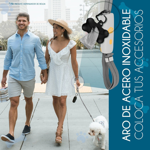 Correa Para Perro Mascotas Manos Libres Con Broche Ajustable Color Gris