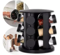 Comprar Porta Temperos Giratório Com 9 Potes De Vidro Tampa Dosadora