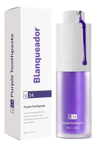Blanqueador Dental Pasta Morada Por Contraste De Color 30 Ml