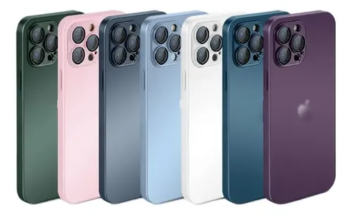 Capa Bumper para iPhone 13 Pro Max de Vidro Premium Azul Celeste