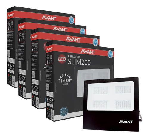 8 Refletores Led 200w Ip65 Avant Slim200 Branco-frio