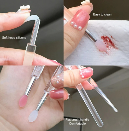 3 Pz Brocha Silicón Flexible Con Tapa P Sombra En Glitter