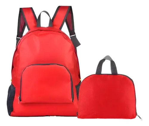 Mochila Plegable Ultraliviana Unisex De Viaje Urbana Mochila De Mujer Hombre Bolso Convertible Color Rojo