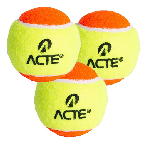 Kit 3 Bolas De Beach Tennis Stage 2 Homologadas Acte Sports Cor Amarelo