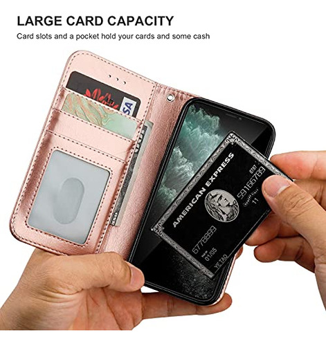 Funda Cartera Para iPhone 11 Pro Rose Dorado 5.8 PuLG Piel-4