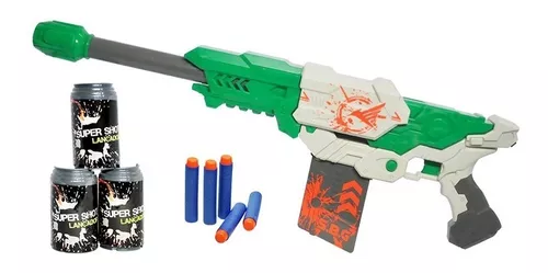 Metralhadora Lança Dardos Nerf Super Shot Lanterna Mira 75cm