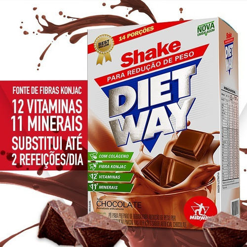 Diet Way 420g chocolate Shake  Substituição parcia das Refeições Midway