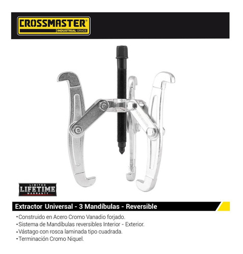Imagen 2 de 4 de Extractor 3 Mandíb Poleas Rulemanes 102mm Revers Crossmaster