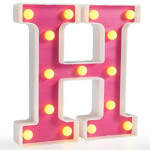 Letra Decorativa Con Luces Led De Plastico En Rosa Letra H