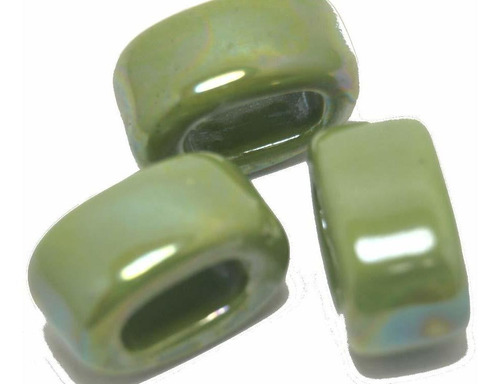 Paquete De 4  De Cerámica Esmaltadas Verdes Slider Par...