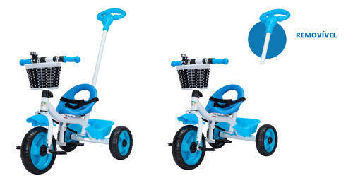 Triciclo Infantil Passeio Com Empurrador Removível 3 Rodas