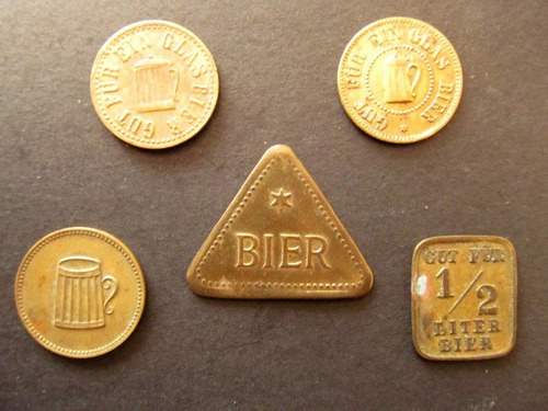 Set Monedas Antiguas Alemanas De Cerveza Token Biertoken (5)