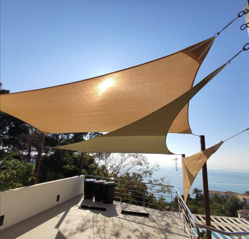 Jardín Transpirable Terrazas HAIKUS Toldo Vela Cuadrado 2x2 m Arena Resistente y 95% Protección Rayos UV para Exterior Vela de Sombra HDPE 