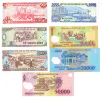 Comprar Set 7 Billetes De Vietnam Dif De 500 1, 2, 5, 10, 20 Y 50mil