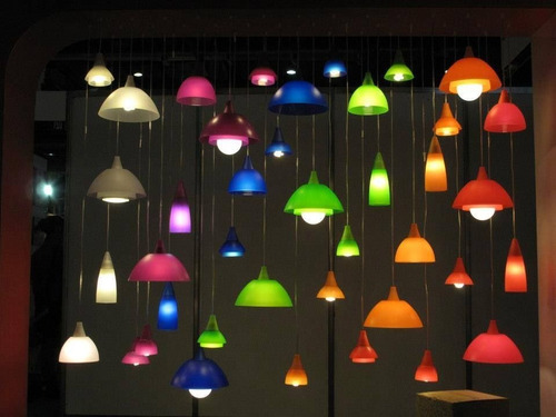 Imagen 4 de 4 de Lampara Colgante Colores Apto Led Polipropileno Diseño