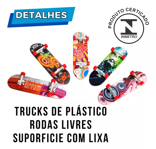 Kit 5 Skate De Dedo Fingerboard Sk8 Truck Lixa Miniatura