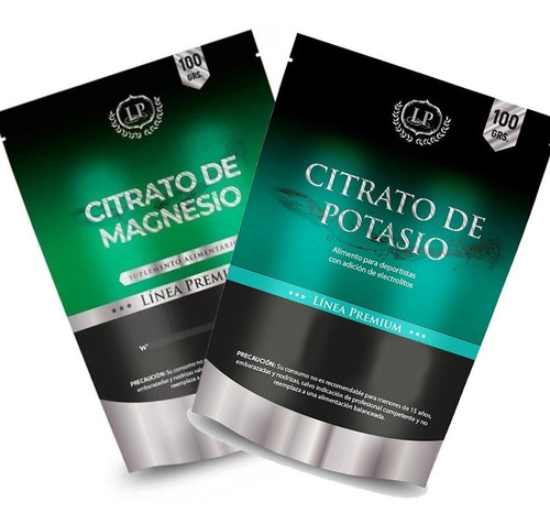 Pack 1 Citrato Magnesio 100grs + 1 Citrato Potasio 100grs