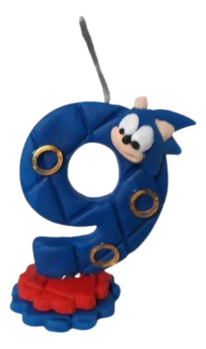 Vela Sonic Decorada Biscuit 9 Anos