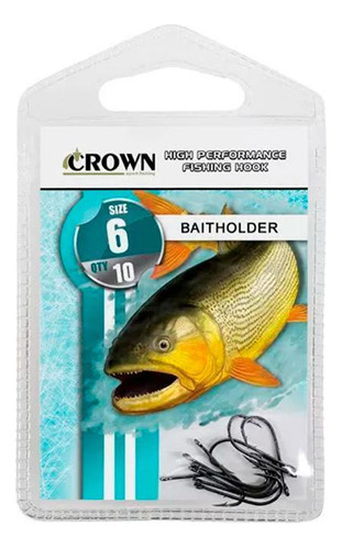 Anzol Pesca Crown Baitholder Black Nº 10 Cartela 10 Unidades