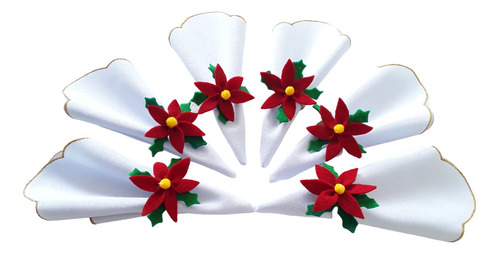 Servilleteros O Anillos Para Servilleta Poinsettias X 6 Unds