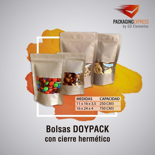 Imagen 4 de 10 de Bolsas Doypack 11x17 Cierre Hermético Zipper Con Ventana X25