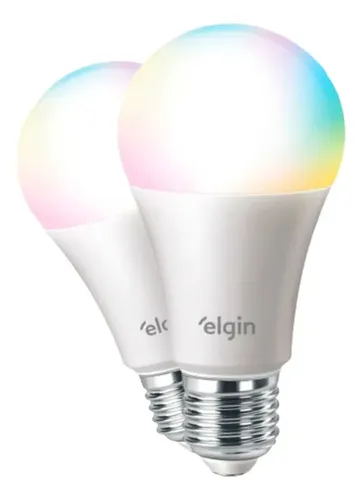 2 Lâmpada Inteligente Bulbo Rgb A60 10w Smart Color Elgin
