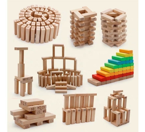 Imagen 4 de 8 de Jenga De Madera De Colores Regalo Juego Maderitas Apilables
