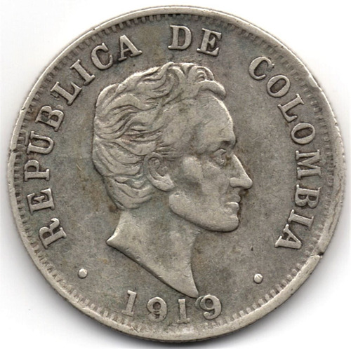 50 Centavos 1919 Medellín Plata