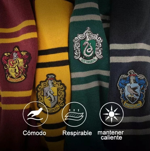 Harrypotter, Griffindor,slytherin, Hermione Bufanda De Punto Slytherin Rayas M