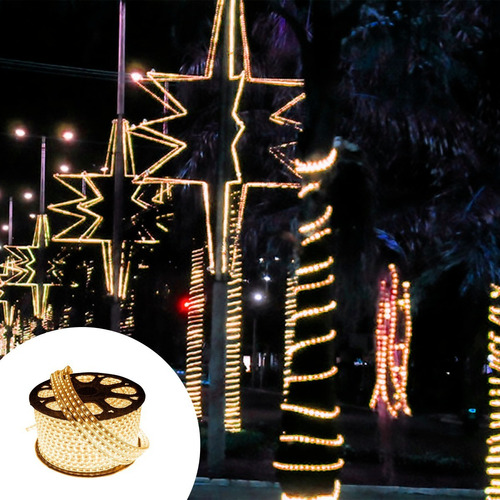 Mangueira De Led Natal Decoração Jardim Branca Kit 10mt Luz Branco-quente Tensão De Operação 110v 110v